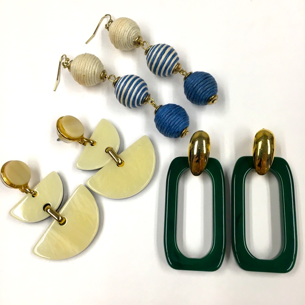 J Crew Earrings Bundle (3) Green Yellow Cream